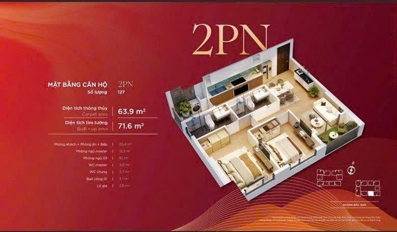 Cần bán Căn hộ chung cư dự án BV Diamond Hill Thái Nguyên, Diện tích 71m², Giá 3 Tỷ