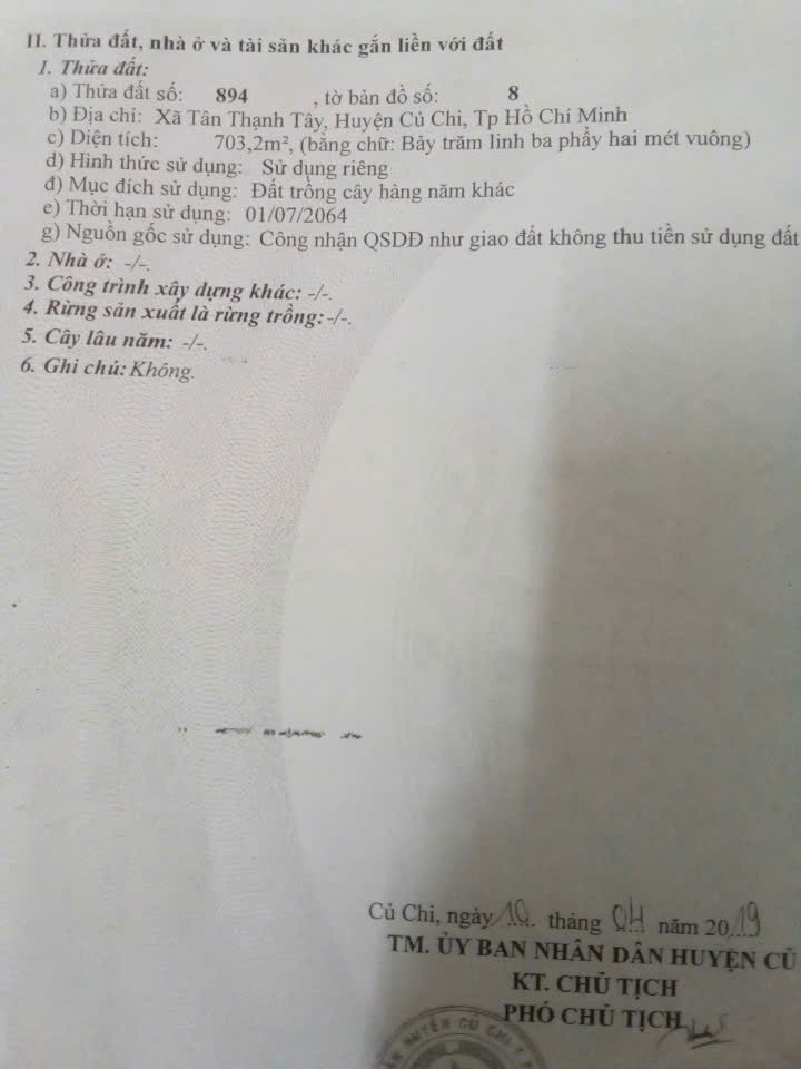 Cần bán Đất Xã Tân Thạnh Tây, Củ Chi, Diện tích 2597m², Giá 5.3 Tỷ 6