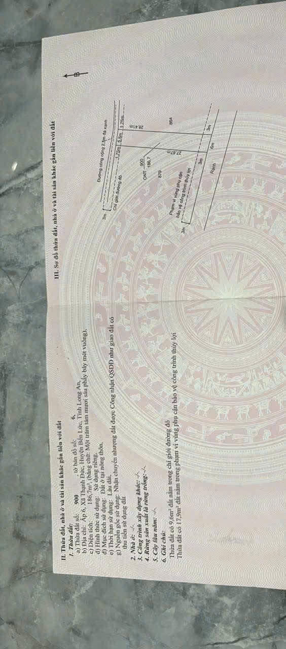 Cần bán Đất Xã Thạnh Đức, Bến Lức, Diện tích 186m², Giá 1.2 Tỷ 2