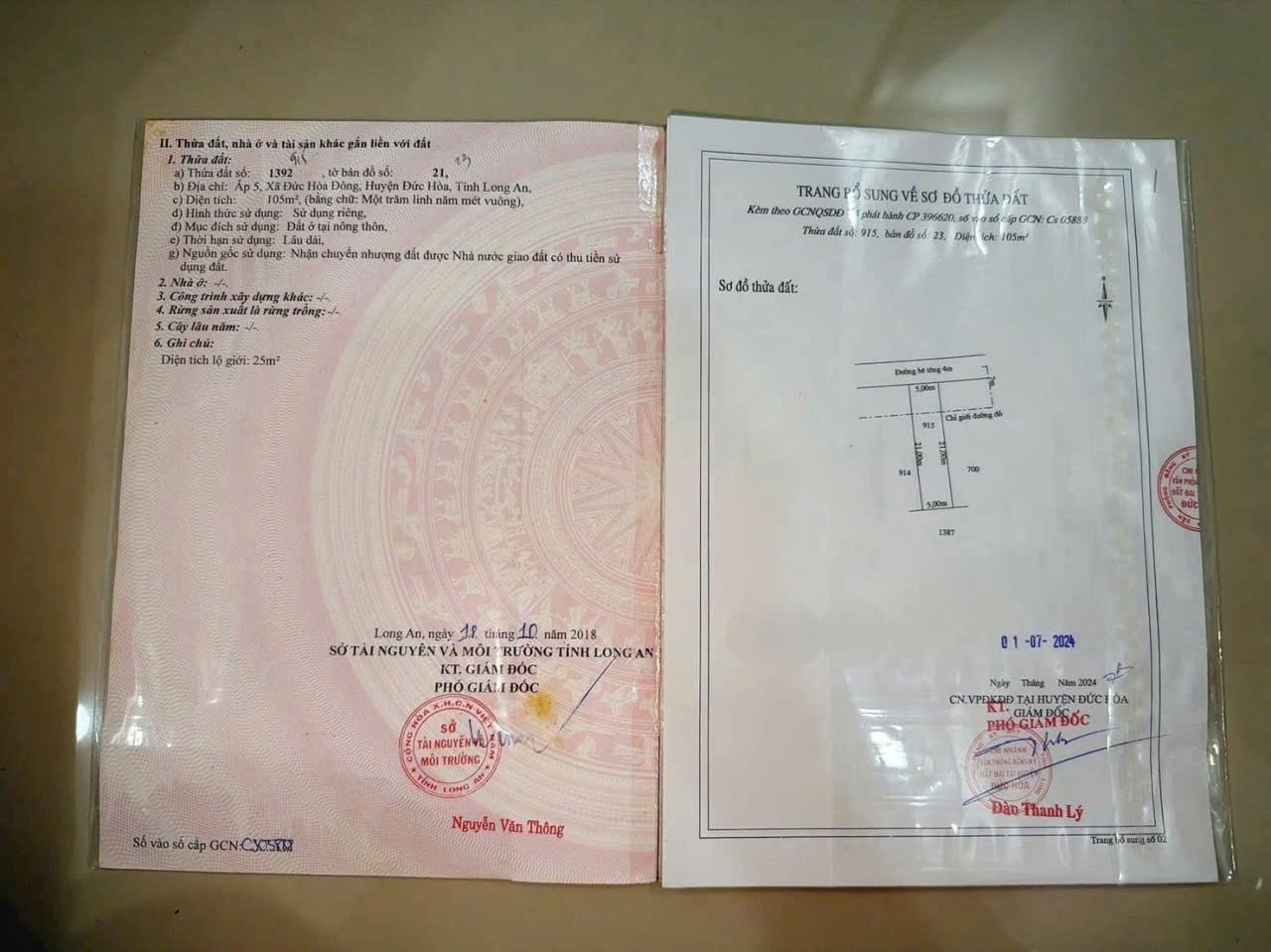 Bán đất thổ cư đường beton 4m xã Đức Hòa Đông gần cổng chào Tân Đức dt 105m2 giá 1,3 tỷ 2