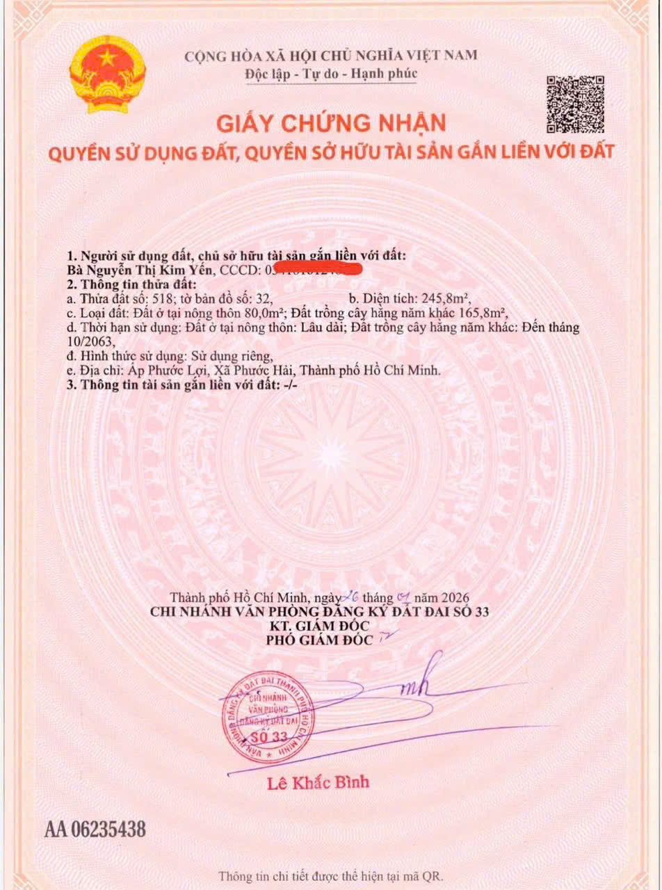 Cần bán Đất đường 44A, Thị trấn Phước Hải, Diện tích 250m², Giá Thương lượng 4