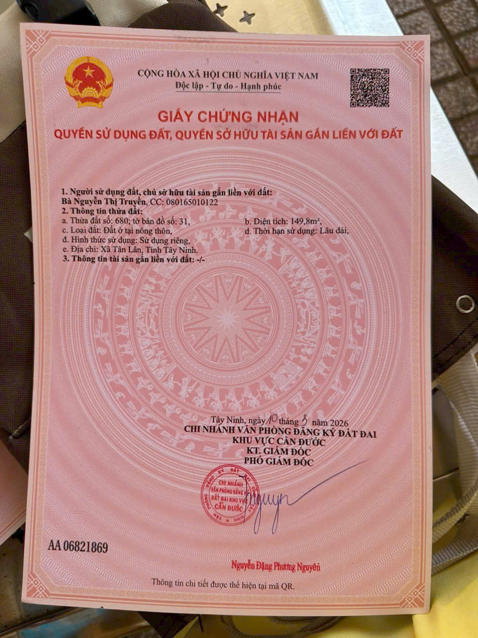 Đất nền thổ cư 150m2 mt đường xã Tân Lân giá rẻ đầu tư 450tr 4