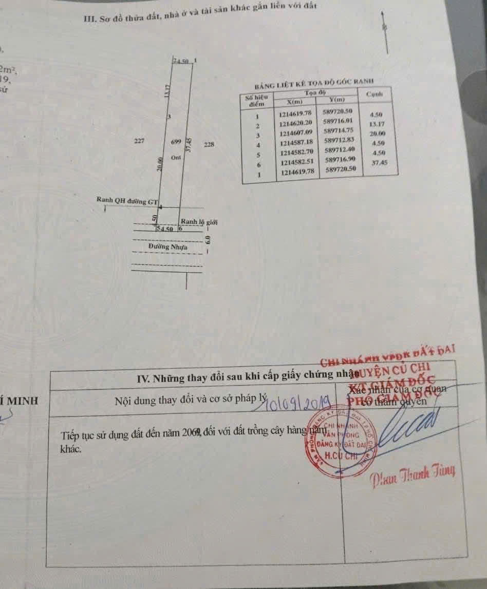 Bán đất mặt tiền Trần Thị Lan, Tân Thạnh Tây dt 166,5 m2 full thổ giá 2,8 tỷ 2