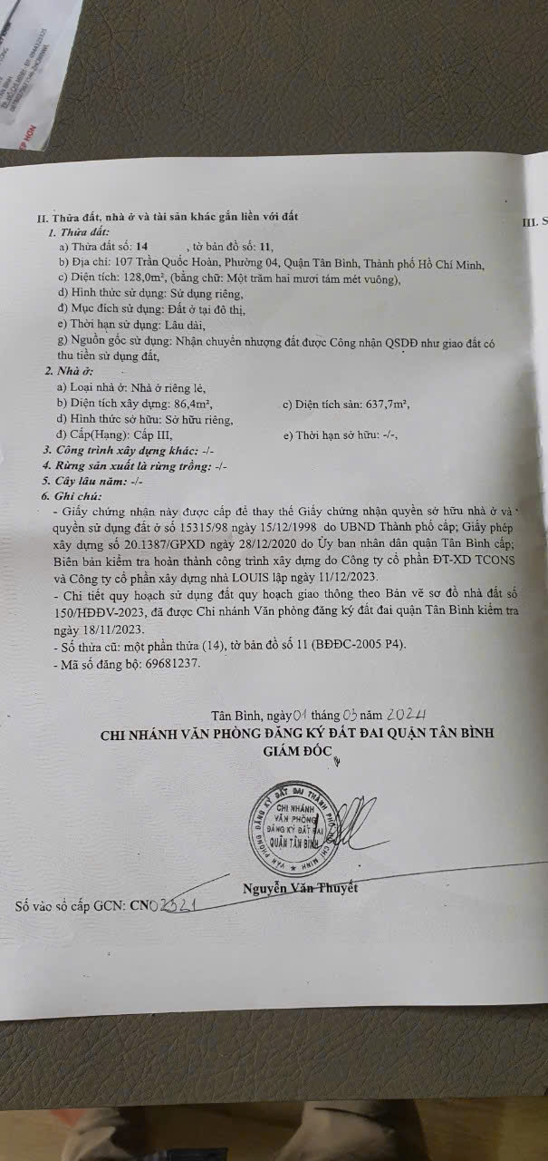 Cần bán Nhà mặt tiền Tân Bình, Hồ Chí Minh, Diện tích 128m², Giá 65 Tỷ 15