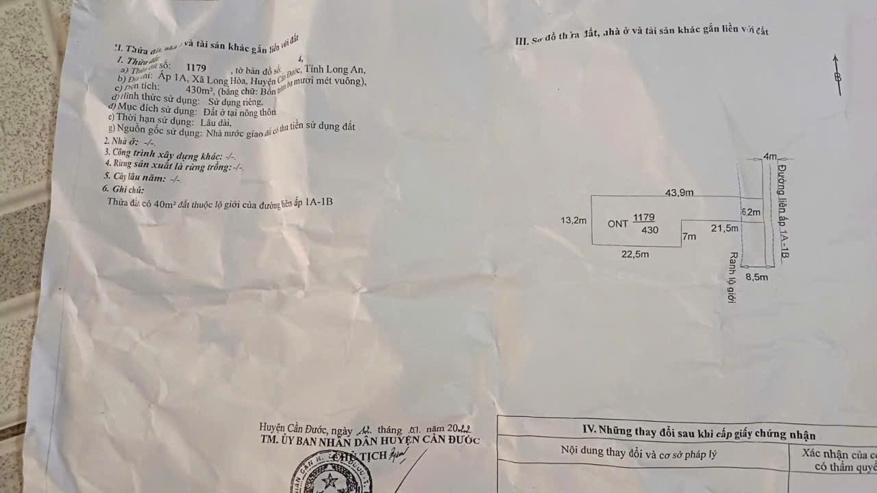 Cần bán Đất Xã Long Hòa, Bán đất đường đá xanh xe tải xã Long HòaĐước, Diện tích 1162m², Giá 5.8 Tỷ 6