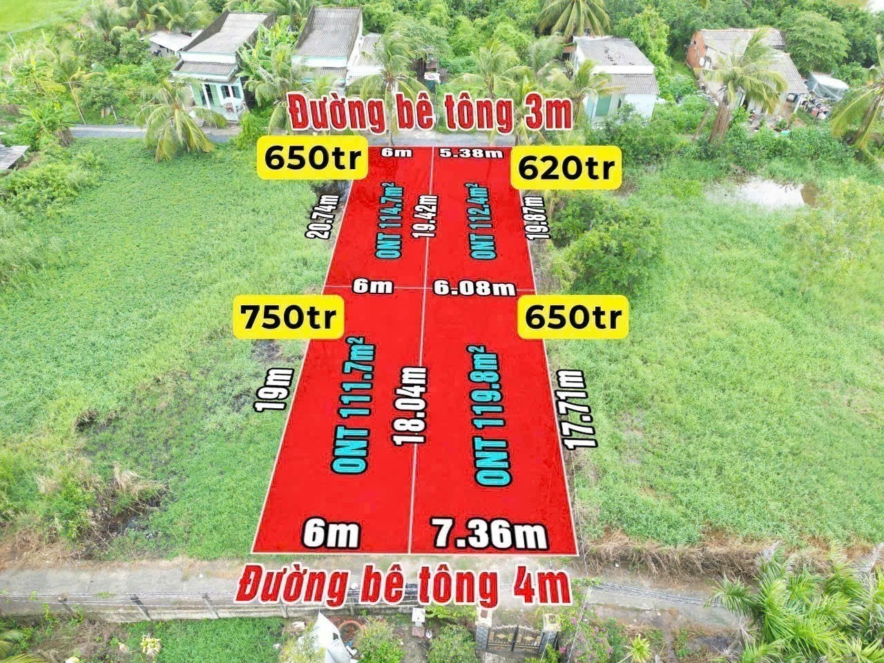 Bán 2 nền thổ cư ngã tư An Lái , xã Tân Bình, huyện Tân Trụ dt 114m2-120m2 giá 650-750 triệu 4