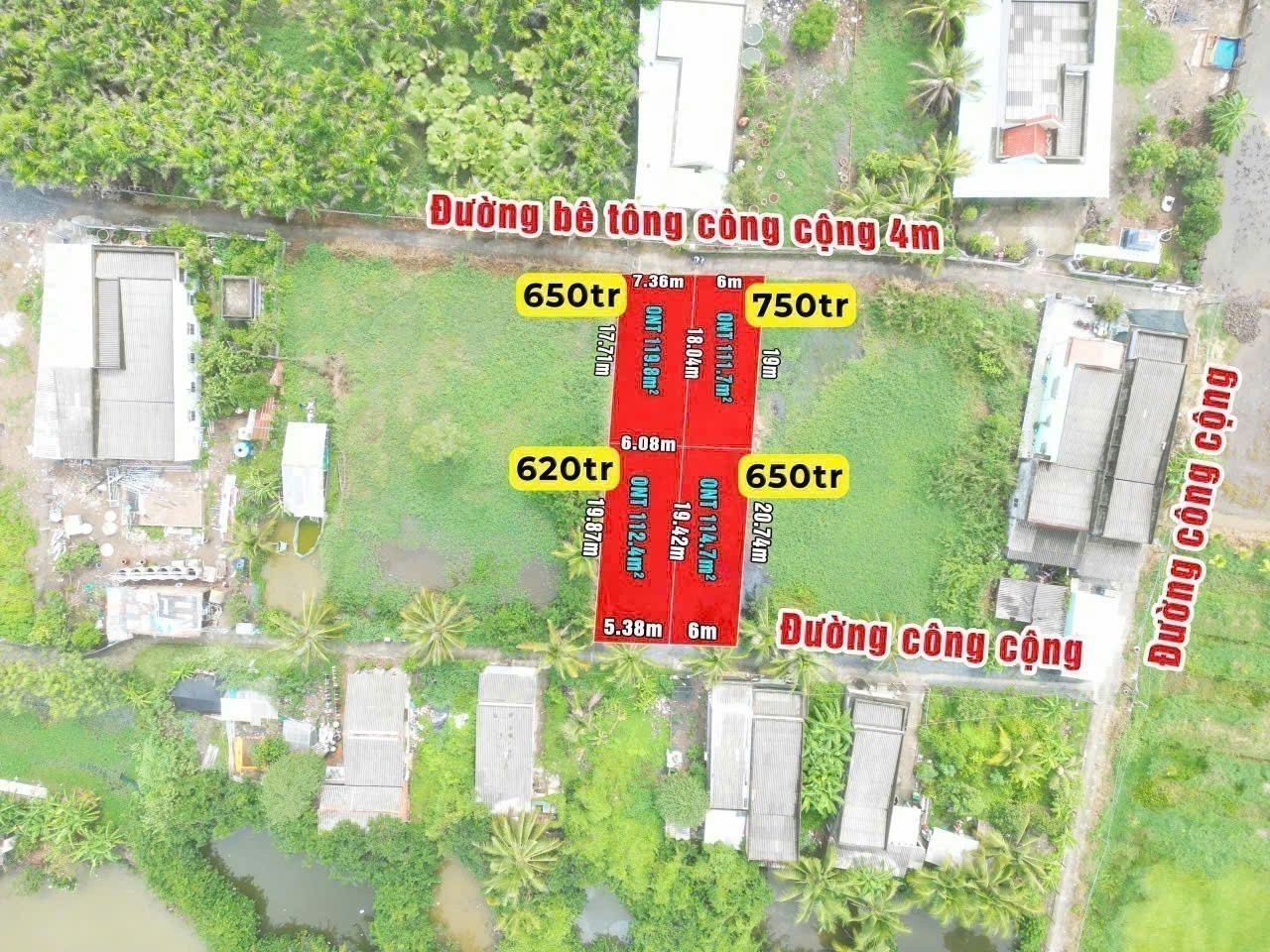 Bán 2 nền thổ cư ngã tư An Lái , xã Tân Bình, huyện Tân Trụ dt 114m2-120m2 giá 650-750 triệu 6