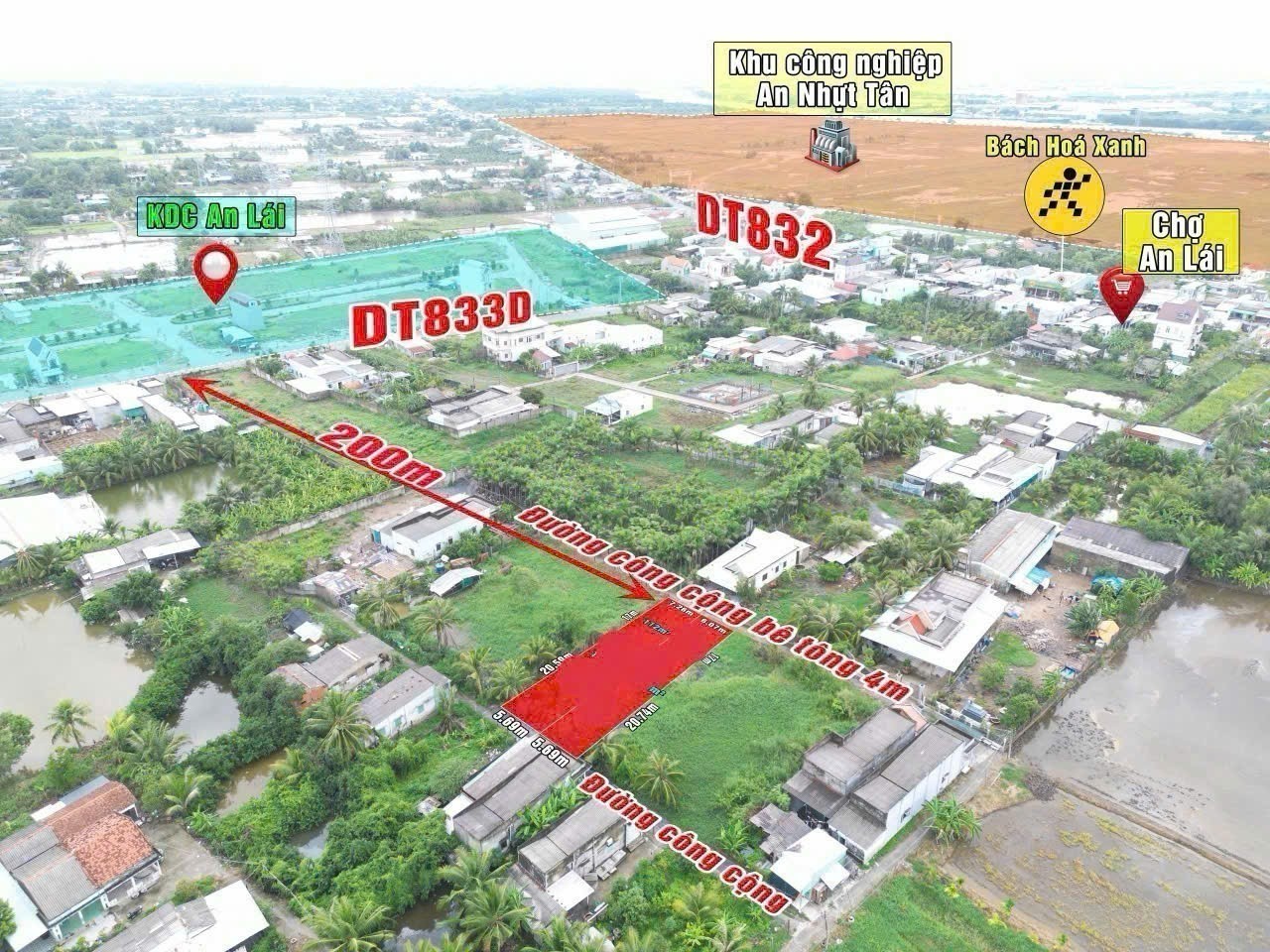 Bán 2 nền thổ cư ngã tư An Lái , xã Tân Bình, huyện Tân Trụ dt 114m2-120m2 giá 650-750 triệu 8