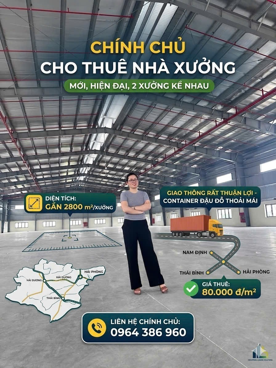 cho thuê nhà xưởng tại vũ thư - thái bình