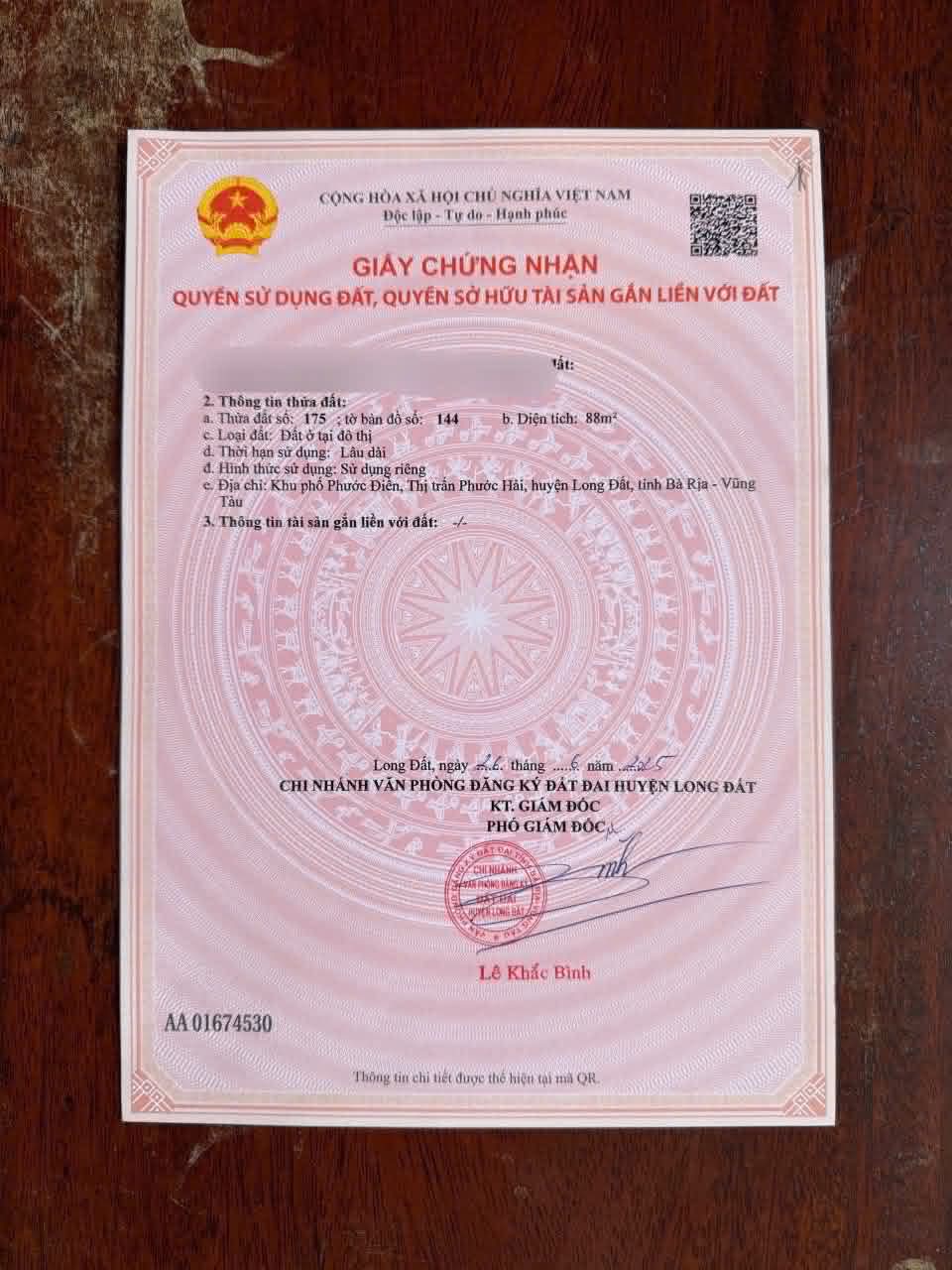 Cần bán Đất đường Võ Văn Kiệt, Thị trấn Phước Hải, Diện tích 88m², Giá 900 Triệu