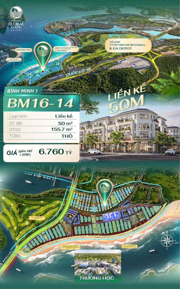 CẶP LIỀN KỀ 50m2 VIP NHẤT Vịnh Bình Minh 1, Vinhomes Hạ Long Xanh giá 6,x tỷ 5