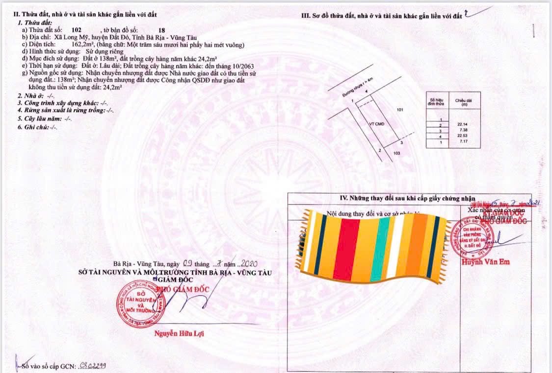 Cần bán Đất đường Tỉnh lộ 44B, Thị trấn Phước Hải, Diện tích 162m², Giá 1.2 Tỷ