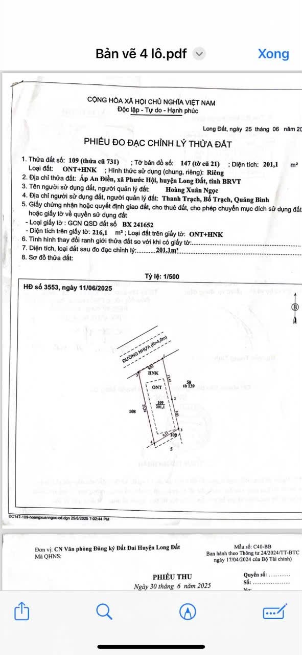 Cần bán Đất đường Võ Văn Kiệt, Xã Lộc An, Diện tích 216m², Giá 1.55 Tỷ 2