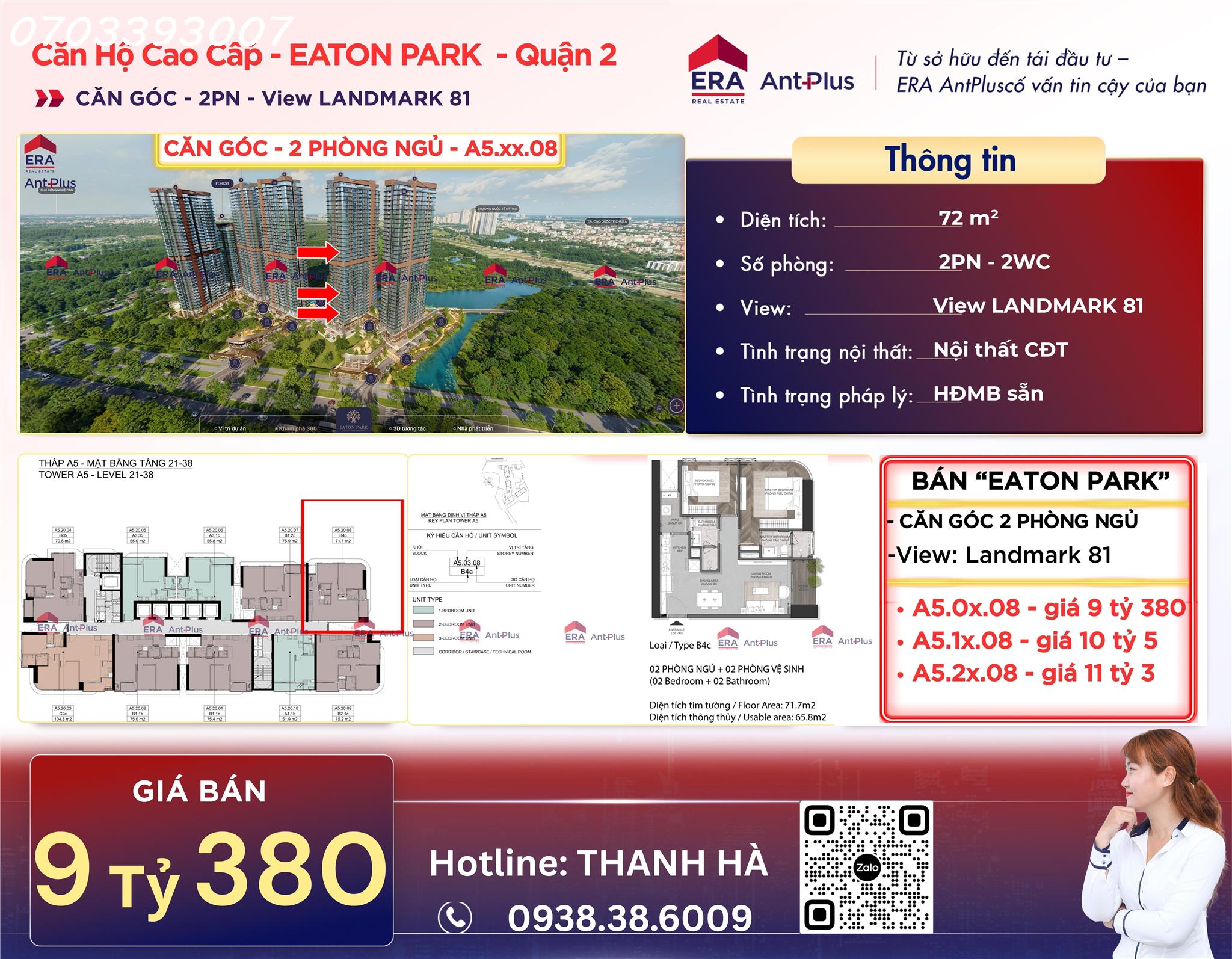 Chủ nhà Eaton Park - bán nhà đi Mỹ - bán căn góc 2PN - đã có HĐMB - công chứng ngay 1