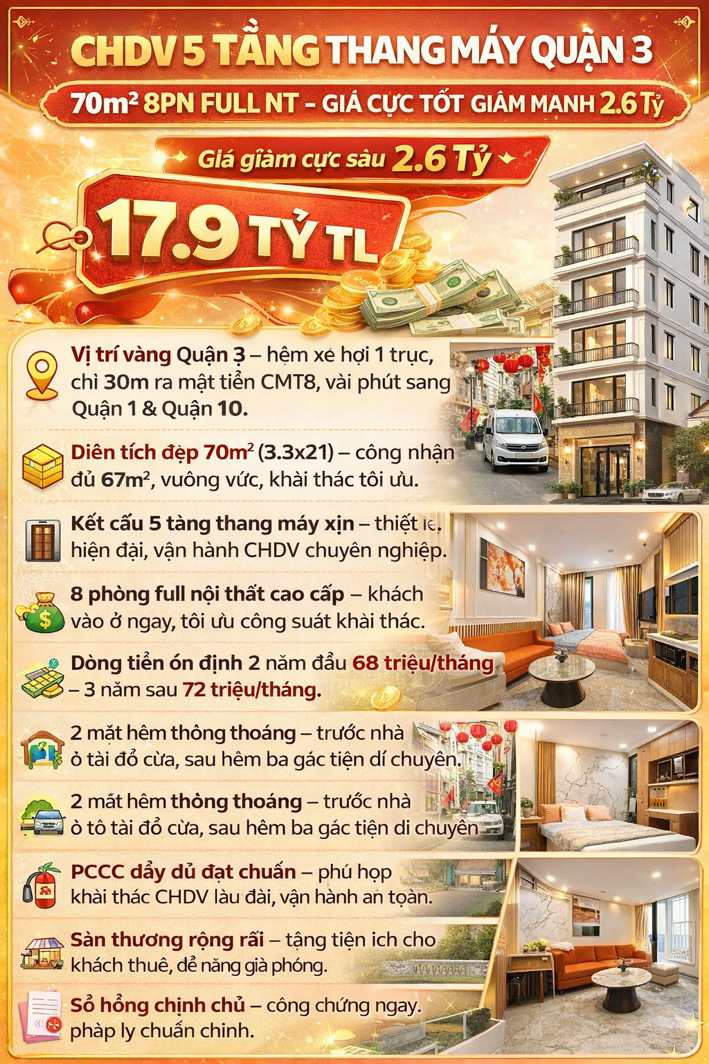 CHDV 5 TẦNG THANG MÁY QUẬN 3 - 70m2 8PN FULL NT - GIÁ CỰC TỐT GIẢM MẠNH 2.6 TỶ 19