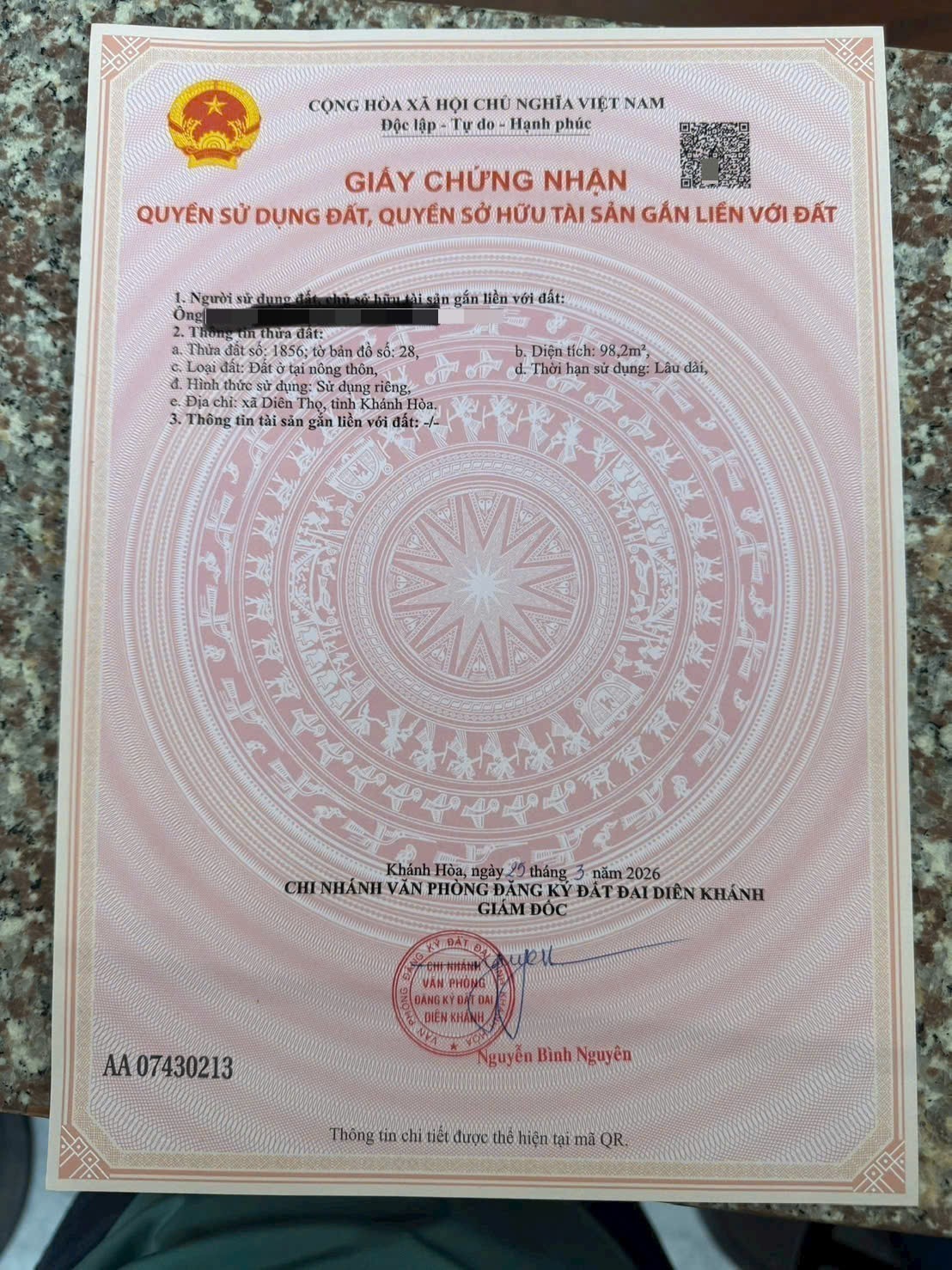 Bán đất Diên Phước giá rẻ full thổ cư mặt tiền đường Phước Tuy 5
