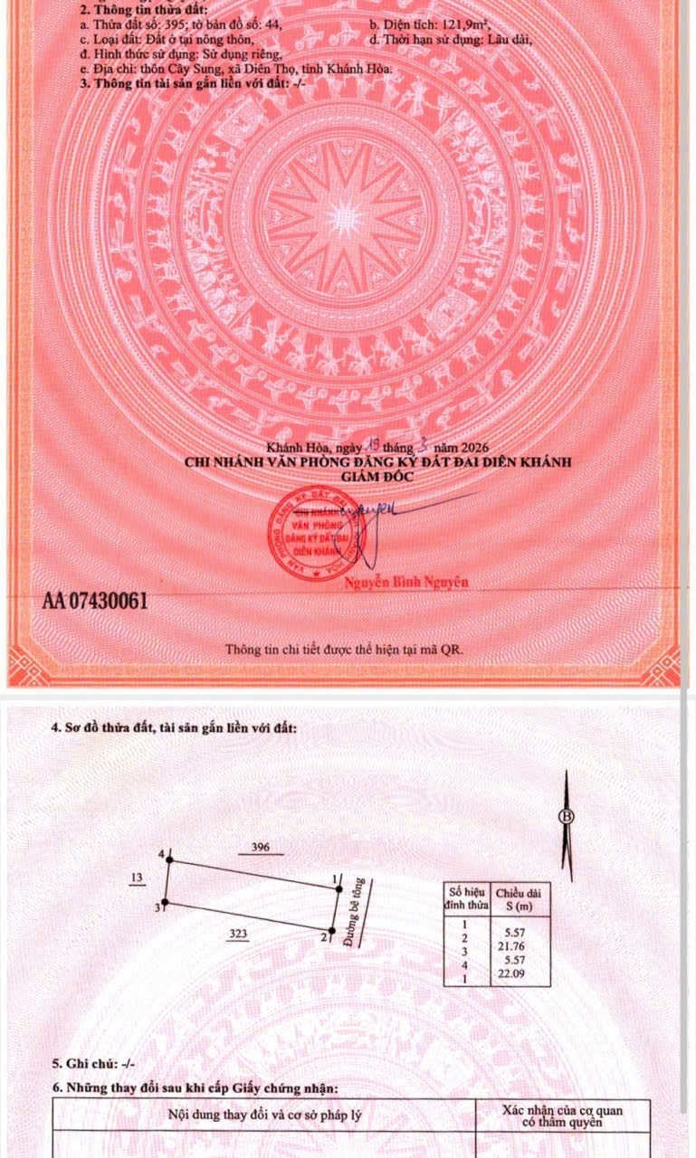Bán đất Diên Tân full thổ giá rẻ sát bên Hương Lộ 62 đối diện công ty Đảnh Thạnh đi vào 9