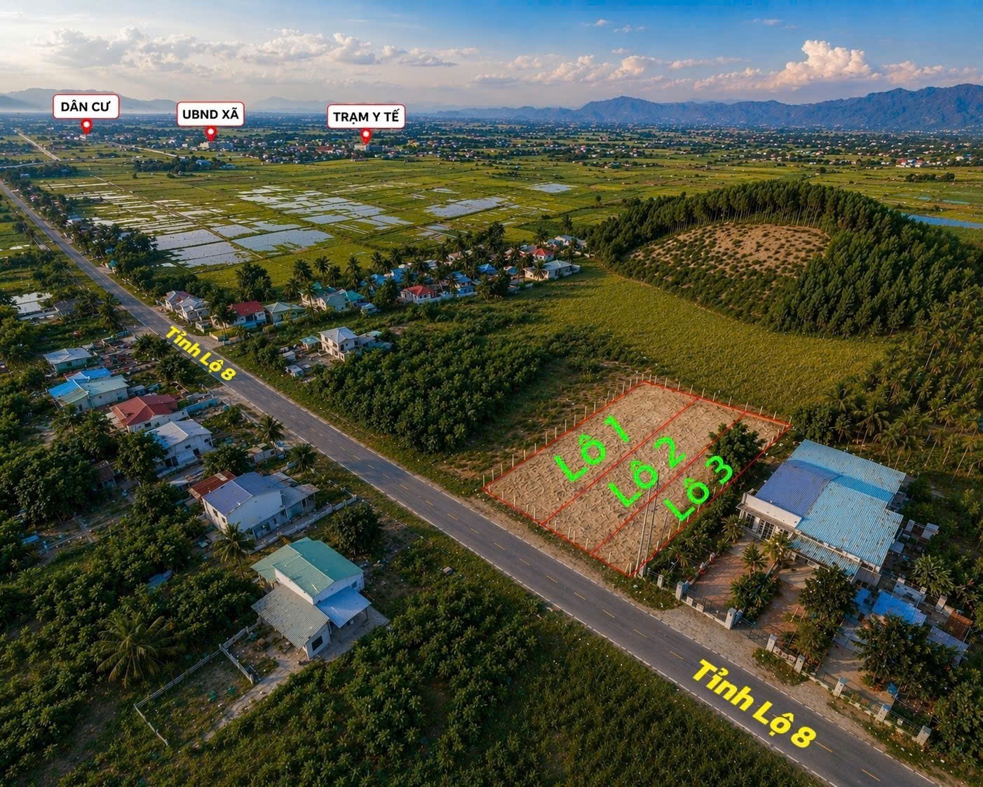 Bán đất mặt tiền Tỉnh Lộ 8 - Diên Lâm giá rẻ gần trường Đinh Bộ Lĩnh 7