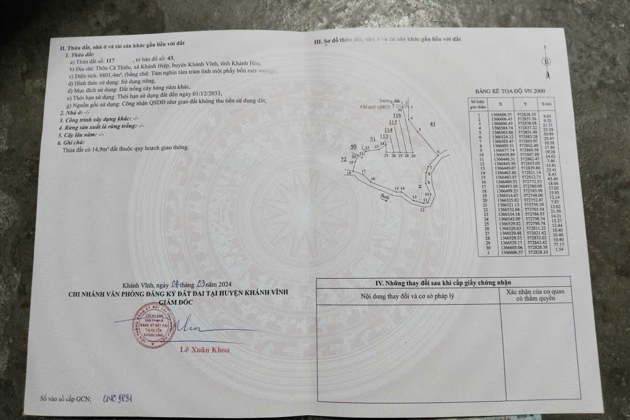 đất vườn Khánh Hiệp giá rẻ giáp suối sát bên trục đường liên xã K25 7