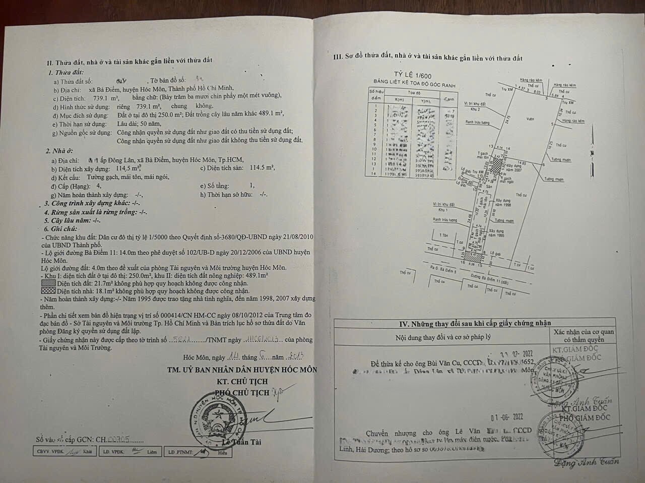 Bán đất mặt tiền Bà Điểm 11, Hóc Môn tdt 730m2 ( 250m2 thổ) giá 14 tỷ 2