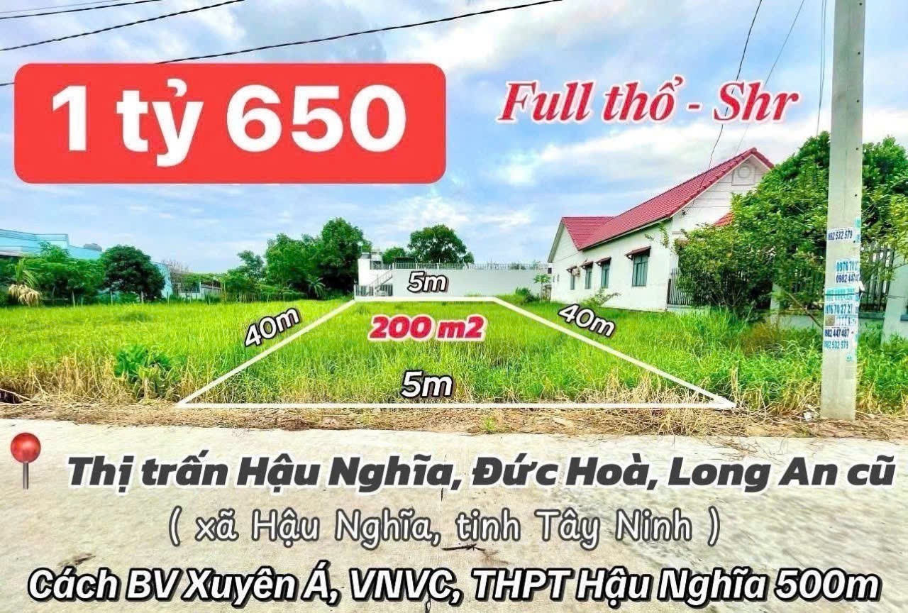 Bán đất thổ cư đường oto beton thị trấn Hậu Nghĩa dt 200m2 full thổ giá 1,65 tỷ 2