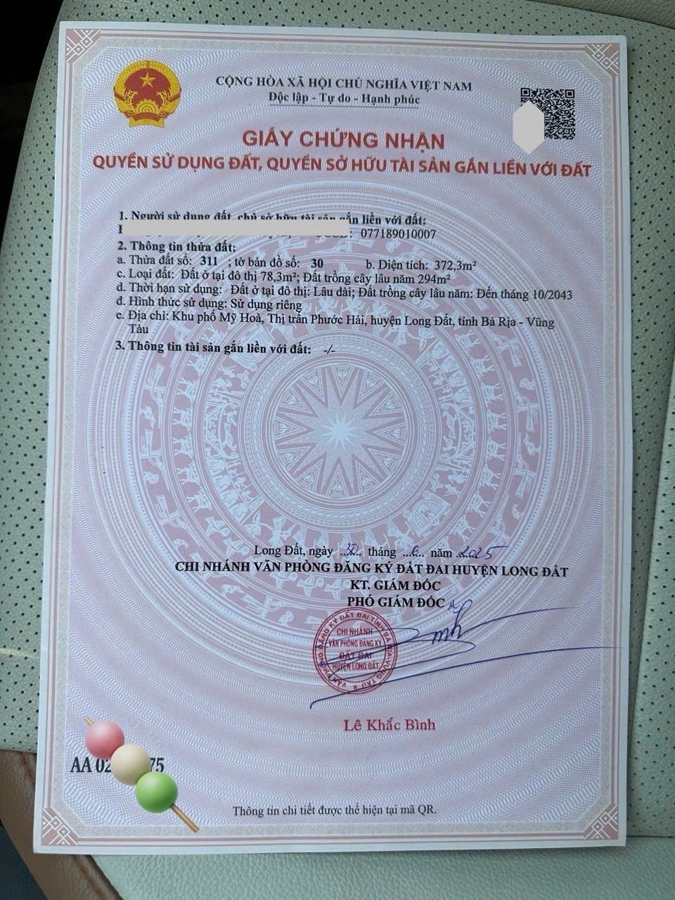Cần bán Đất đường ĐT 44A, Thị trấn Phước Hải, Diện tích 372m², Giá Thương lượng 4