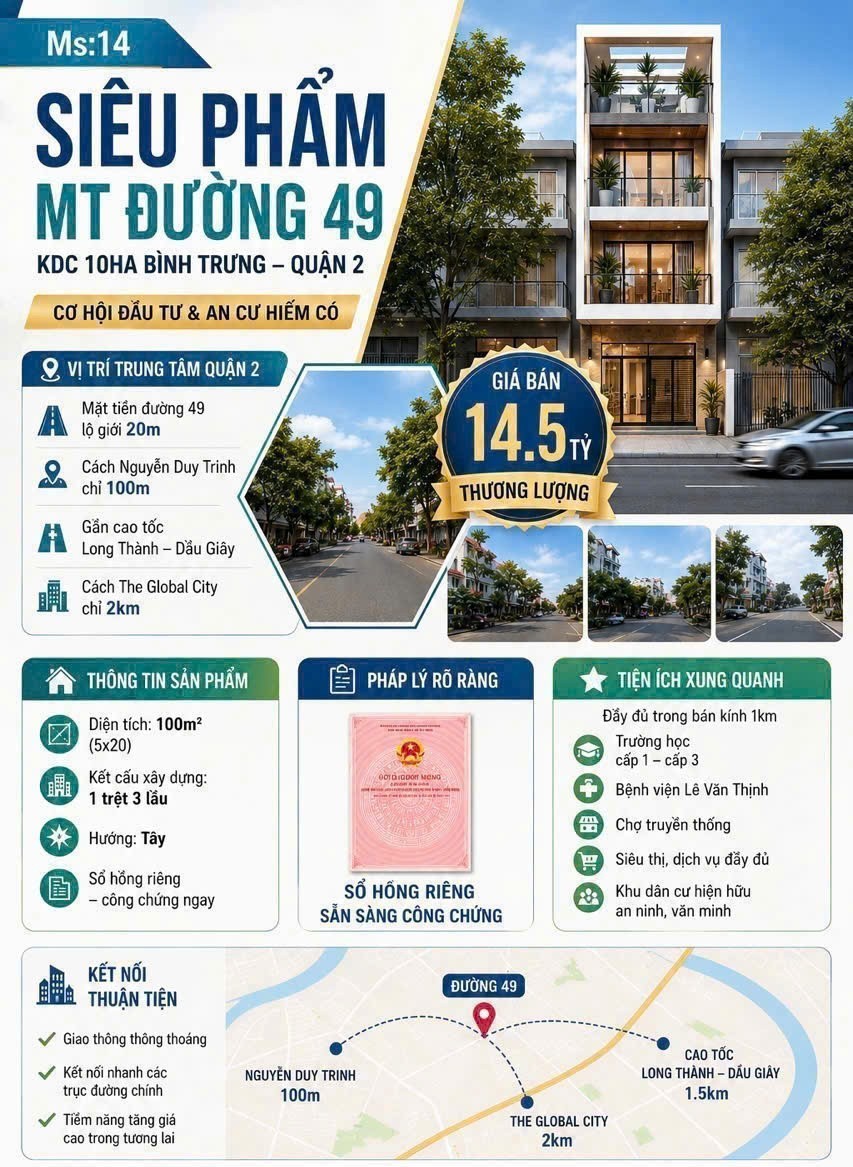 Cần bán Đất Phường Bình Trưng Đông, Quận 2, Diện tích 100m², Giá 14.5 Tỷ 3