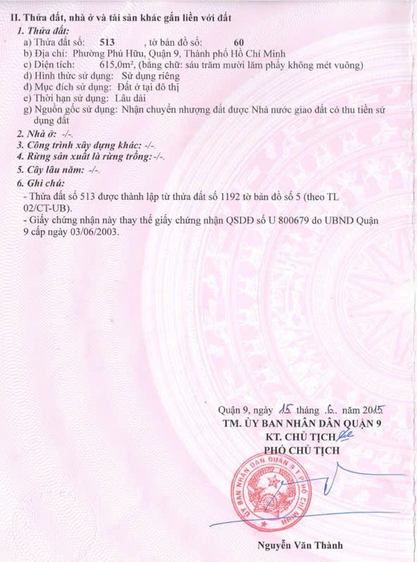 Cần bán Đất Quận 9, Hồ Chí Minh, Diện tích 615m², Giá 022 Tỷ 4