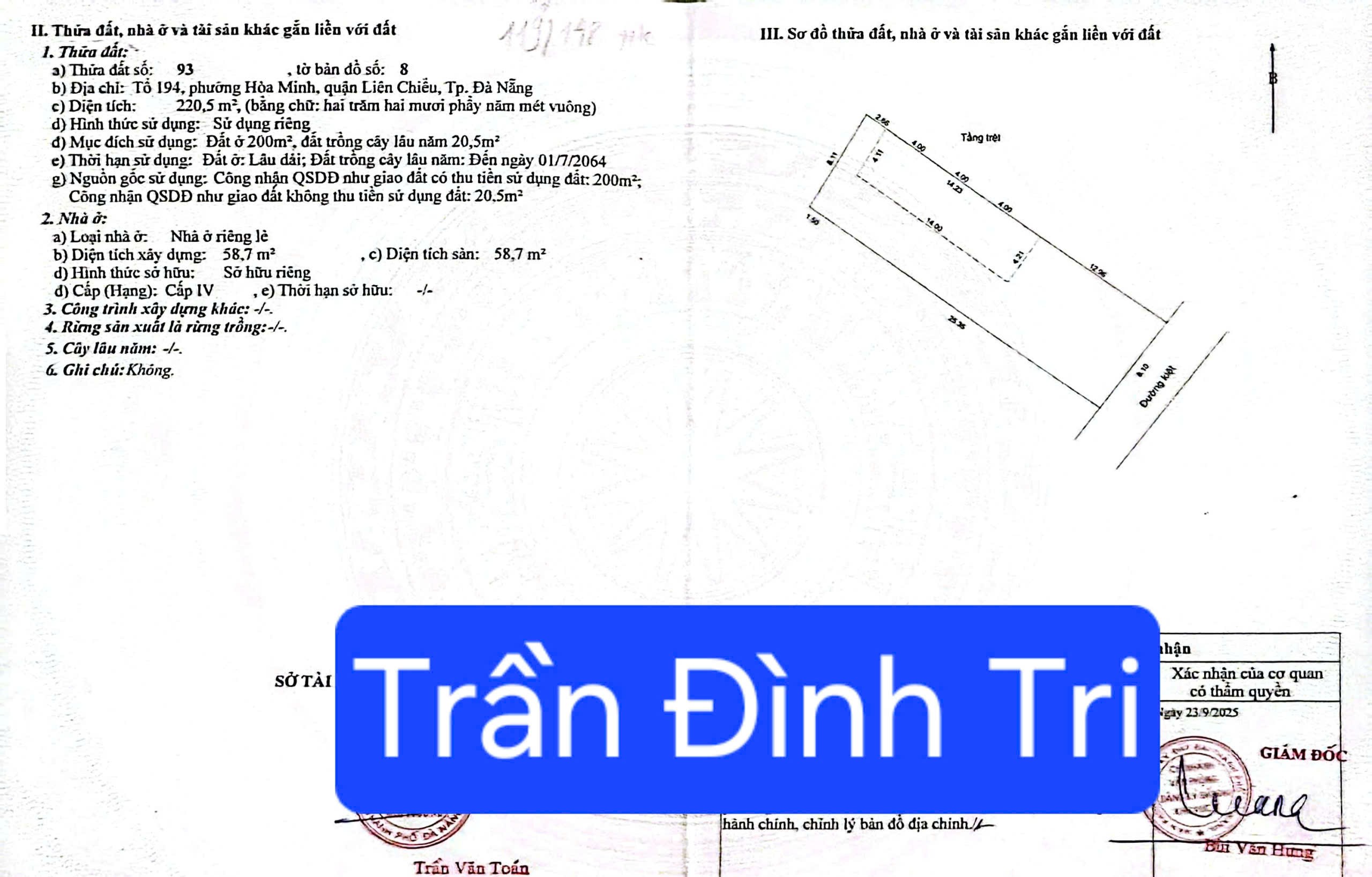 Bán đất kiệt Ô TÔ K66Trần Đình Tri - Lô này xây Căn hộ đúng đẹp 2