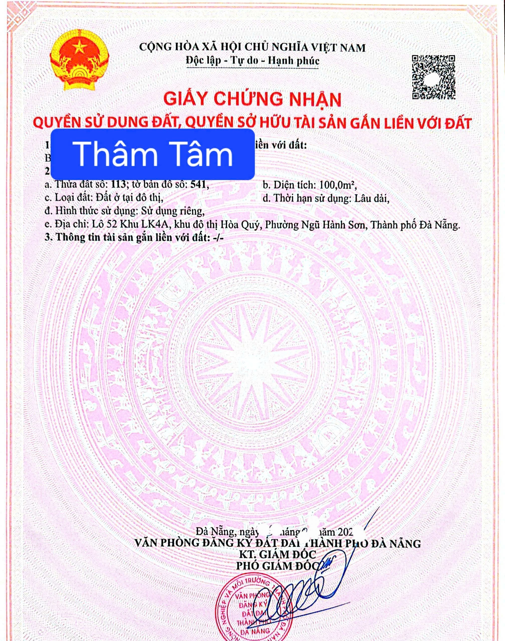 BÁN ĐẤT MT THÂM TÂM NGAY TRỤC MINH MẠNG– GIÁ TỐT KHU VỰC