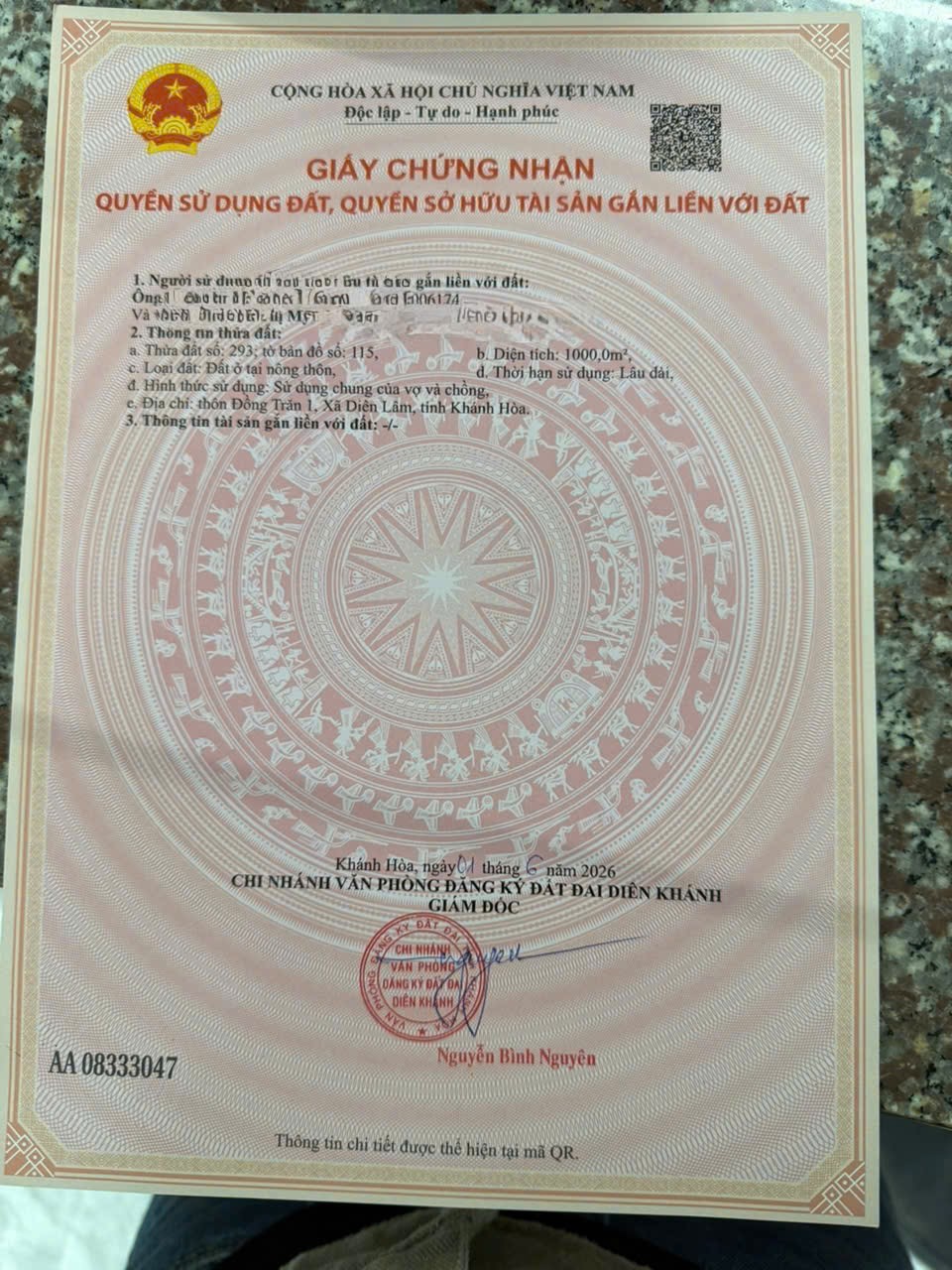 Bán đất Diên Đồng full thổ cư rộng rãi xây nhà vườn - đường thông gần Uỷ ban xã 8