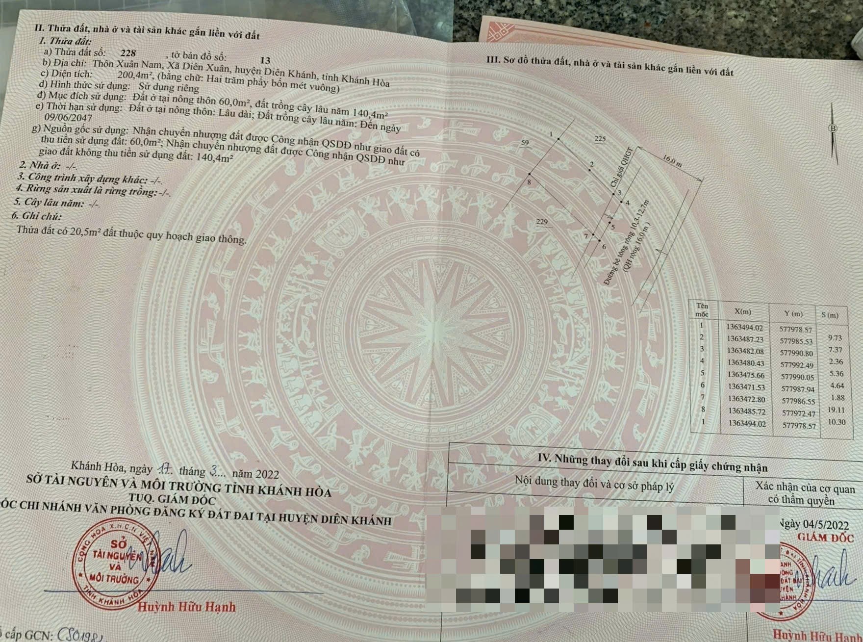 Bán đất Diên Xuân mặt tiền đường liên thôn ngay cổng chào thôn Xuân Tây 8