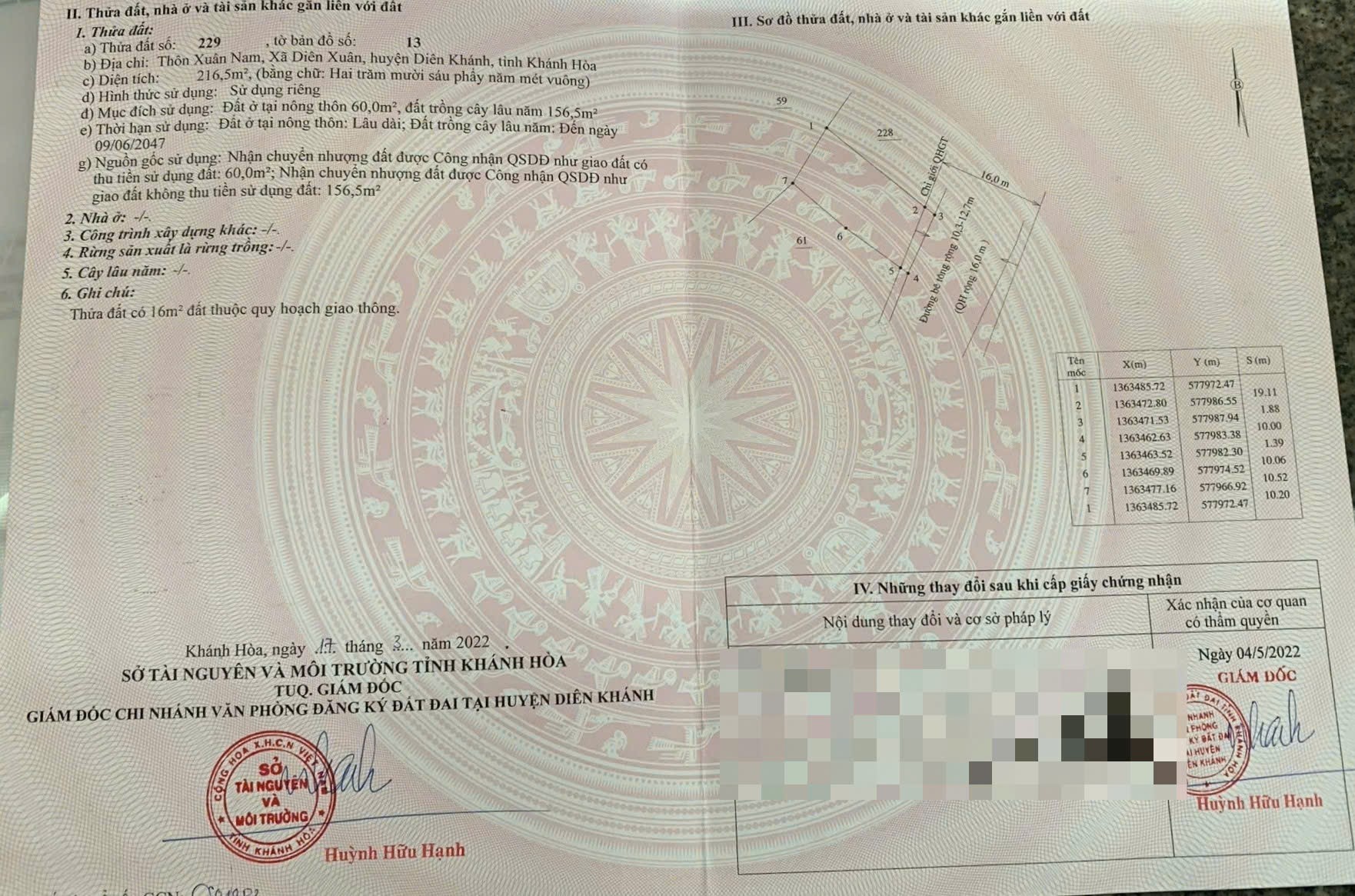 Bán đất Diên Xuân mặt tiền đường liên thôn ngay cổng chào thôn Xuân Tây 9