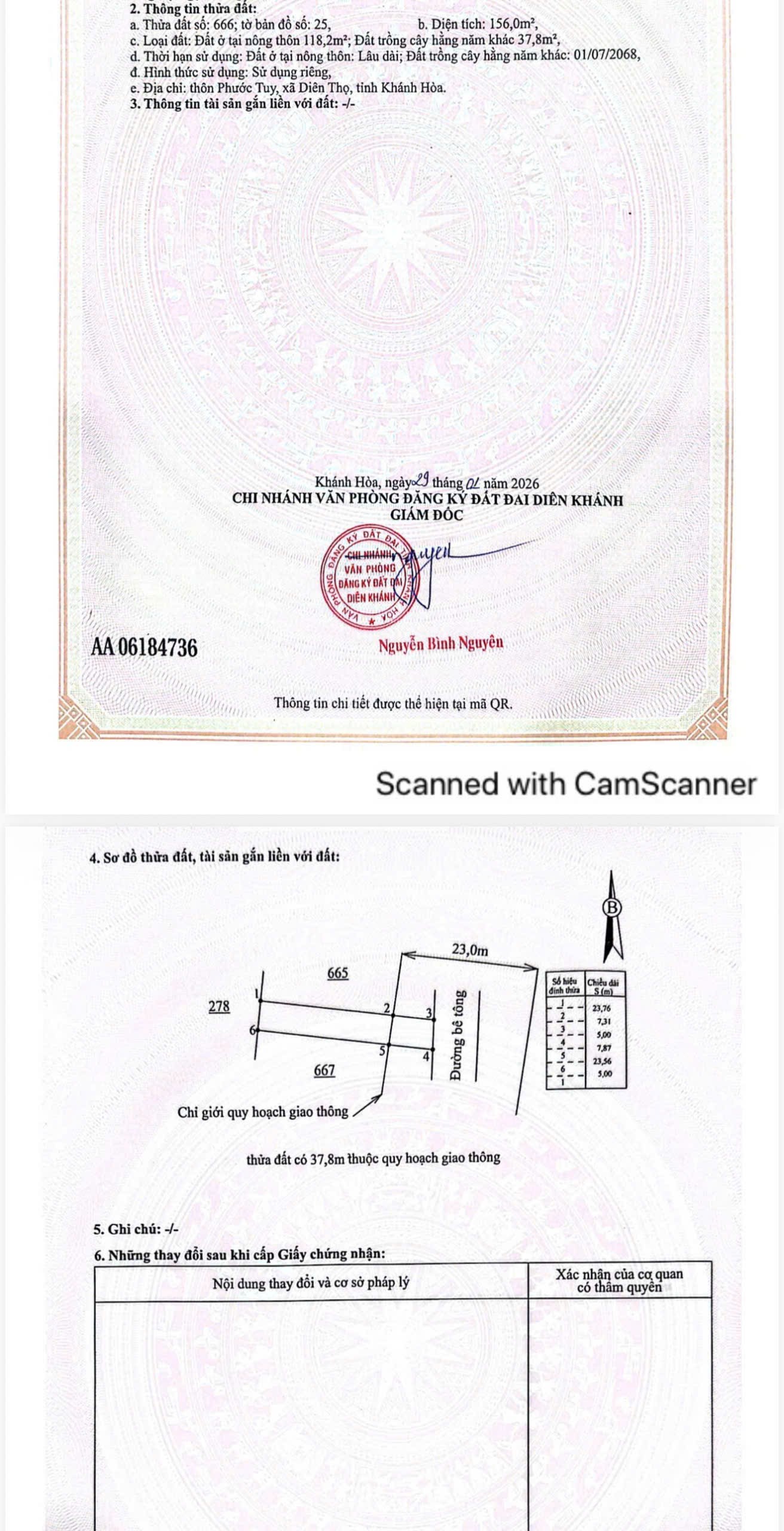 Bán đất Diên Phước giá rẻ mặt đường bê tông thông rộng 7m QH 23m 12