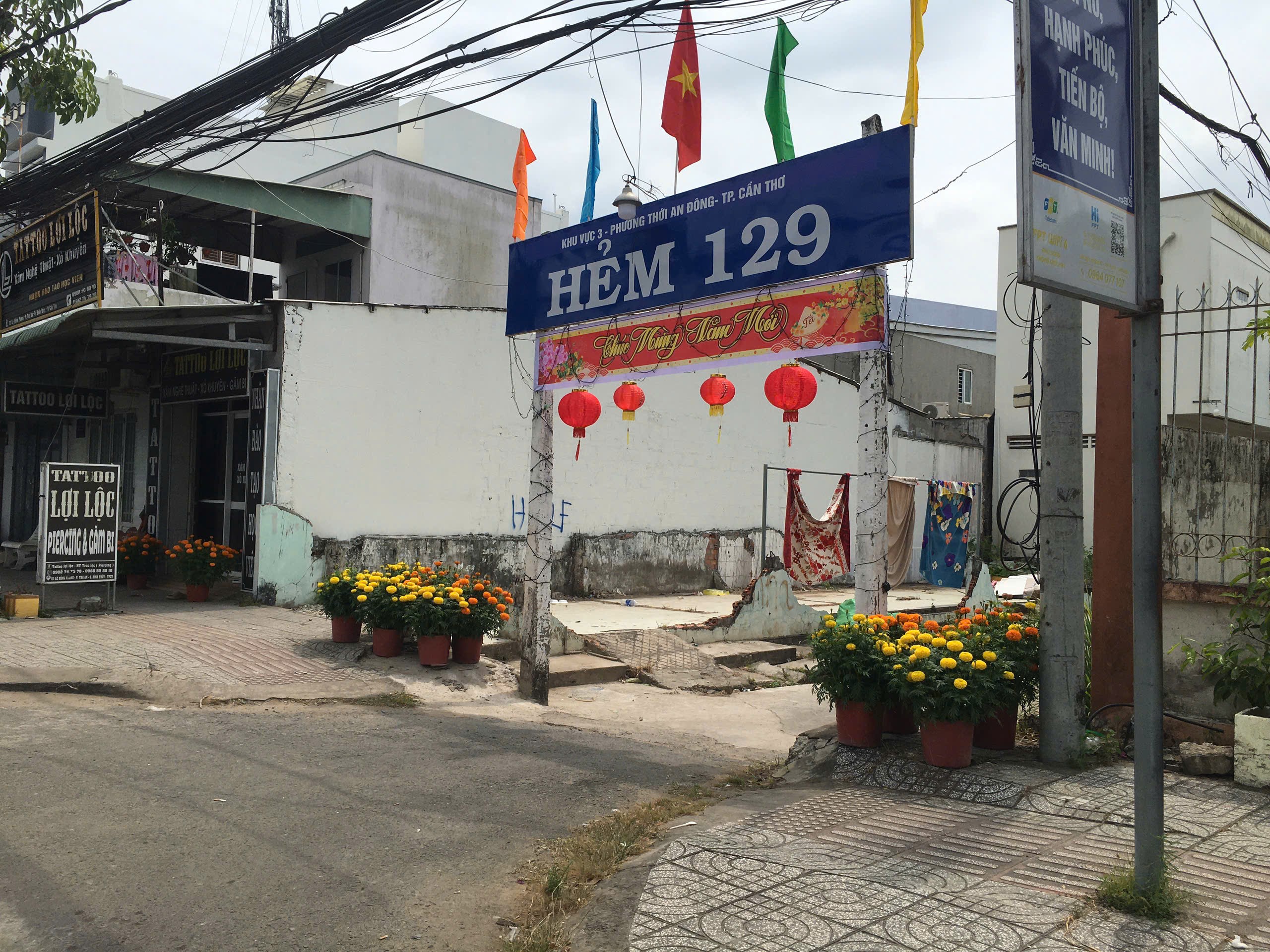 Nền thổ cư Hẻm 129 Lê Hồng Phong, Cần Thơ. Lộ giới 3m, hướng Tây Bắc, full thổ cư. 4