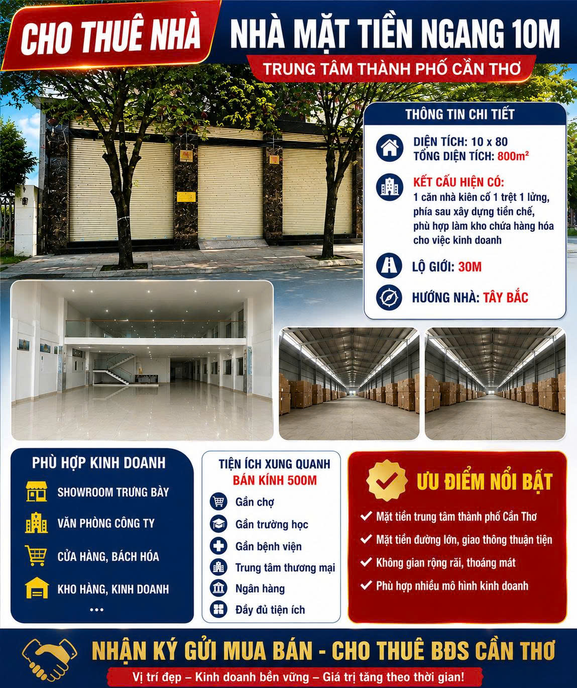 Cho thuê Nhà mặt tiền đường 30/4, Phường Tân An, Diện tích 800m², Giá 100 Triệu/tháng