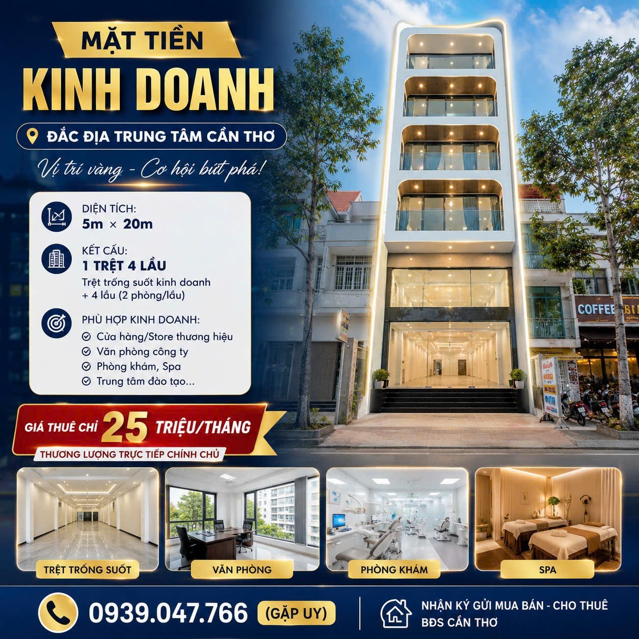 MẶT TIỀN KINH DOANH ĐẮC ĐỊA – 1 TRỆT 4 LẦU TRUNG TÂM CẦN THƠ