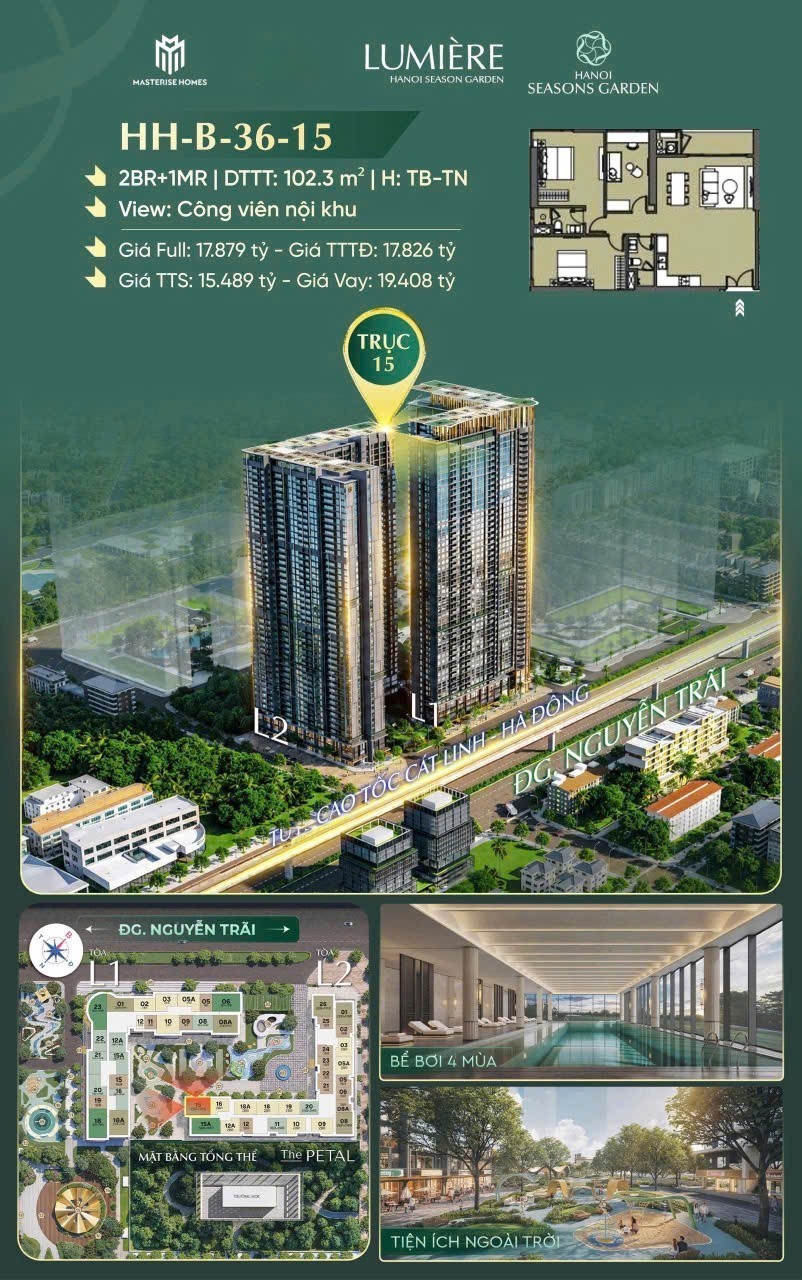 The Bloom  Căn 2BR+1 Hướng Đông Bắc – Tây Nam, View Công Viên Nội Khu Thoáng Đẹp 3