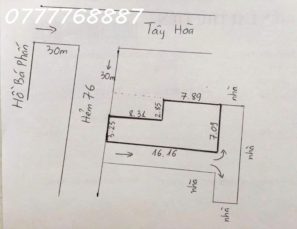 lô đất 3 MT ko lộ giới, Tây Hòa cách Xa Lộ Hà Nội 300m, rẻ hơn TT 40% 2