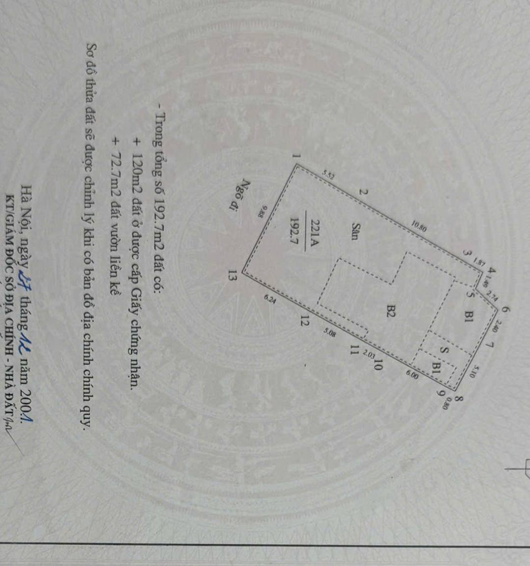 Cần bán Nhà ở, nhà cấp 4, nhà hẻm đường Đê Tô Hoàng, Phường Đồng Nhân, Diện tích 193m², Giá 24 Tỷ 2