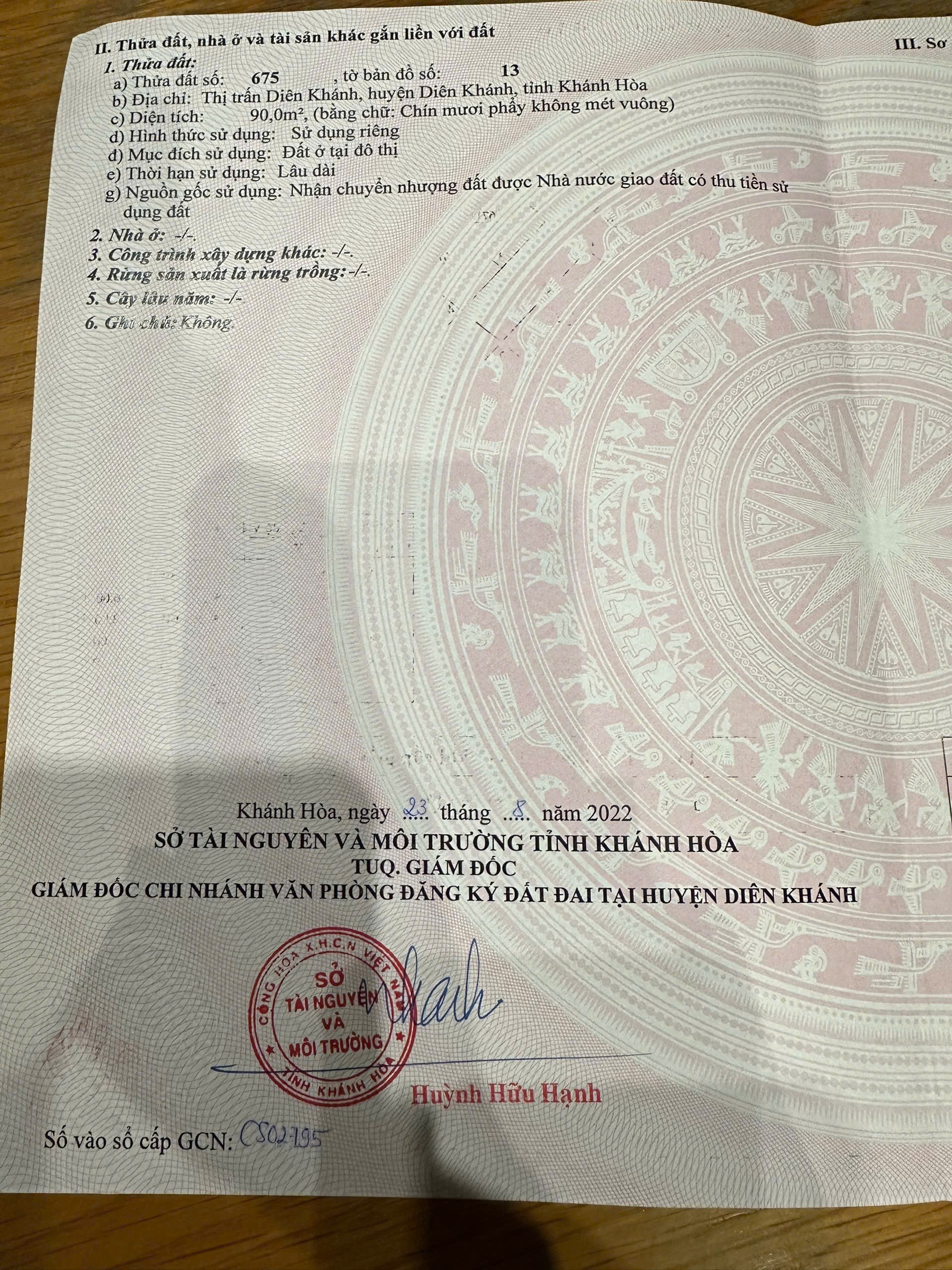 Bán đất tái định cư Bầu Gáo - thị trấn Diên Khánh 5